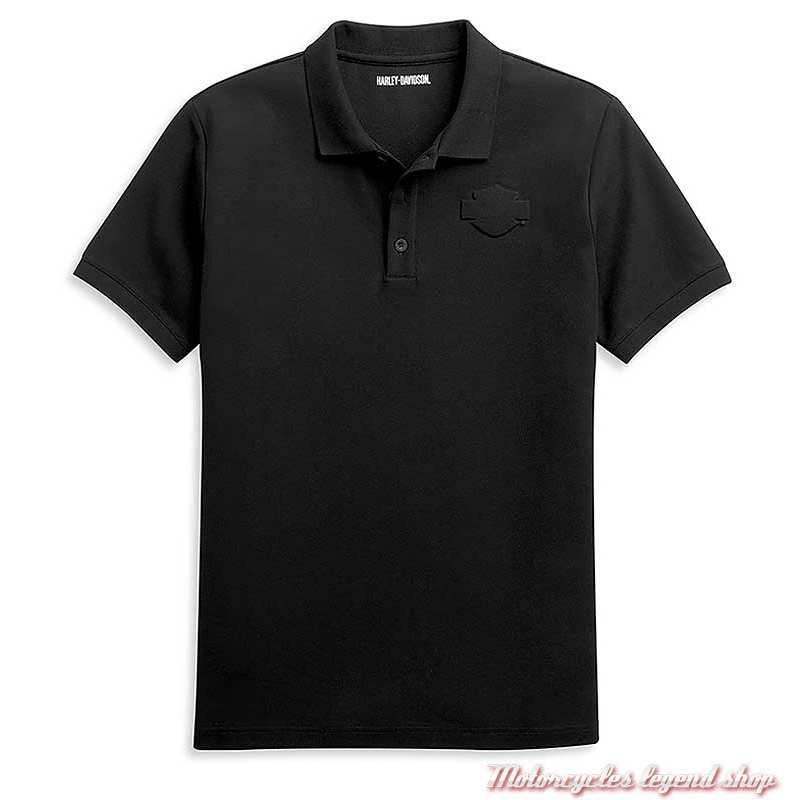 Polo Logo Harley-Davidson homme, noir, manches courtes, coton polyester piqué, 96444-21VM