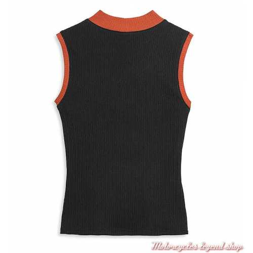 Débardeur Eagle Mockneck Harley-Davidson femme, col montant, noir orange, coton côtelé, dos, 96496-21VW