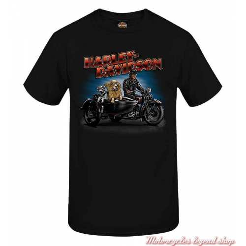 Tee-shirt Sidecar Cruise Harley-Davidson homme, noir, manches courtes, Cornouaille Moto Quimper Bretagne, R004012