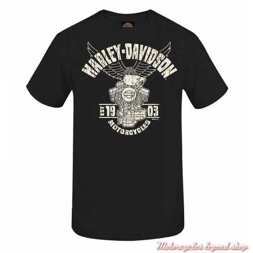 Tee-shirt Eagle Decal Harley-Davidson homme, noir, manches courtes, Cornouaille Moto Quimper Bretagne, R004017