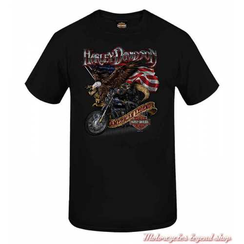 Tee-shirt Patriot Ride Harley-Davidson homme, noir, manches courtes, Cornouaille Moto Quimper Bretagne, R004045