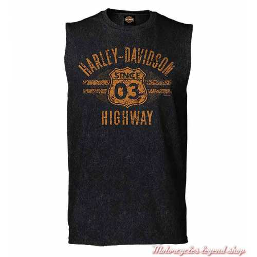 Tee-shirt sans manche Highway 03 Harley-Davidson homme, noir, coton, Cornouaille Moto Quimper Bretagne, R004062