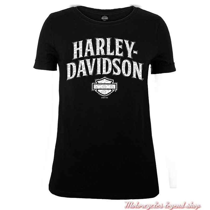 Tee-shirt Arrange Harley-Davidson femmenoir, coton, manches courtes, Cornouaille Moto Quimper Bretagne R004085