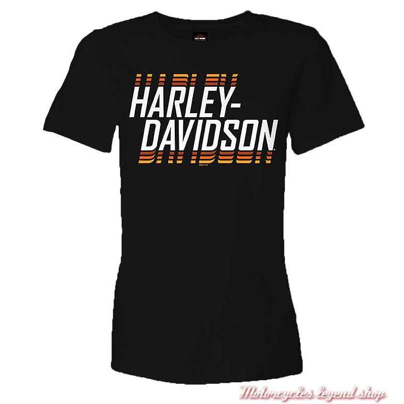Tee-shirt Super Name Harley-Davidson femme, noir, coton, manches courtes, Cornouaille Moto Quimper Bretagne R004089