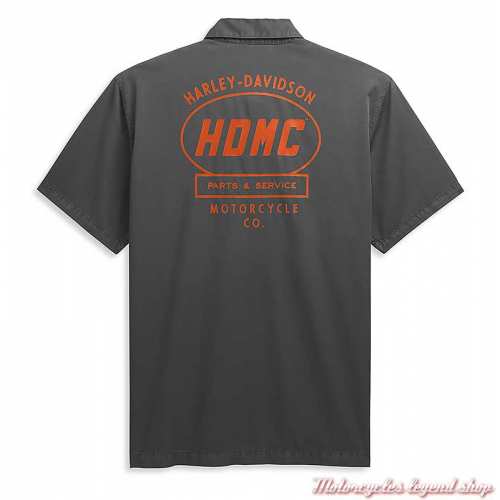 Chemisette garage Harley-Davidson homme, gris, coton, dos, 96449-21VM