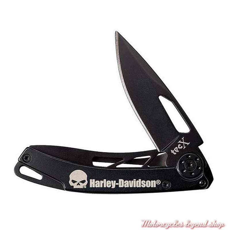 Couteau Tec X Dinero Harley-Davidson, pliant, acier, noir mat, Harley-Davidson 52213