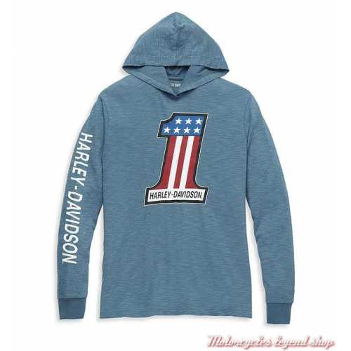 HD à Manches Longues Tête de Mort Blanc Harley Davidson Sweat Pull Homme