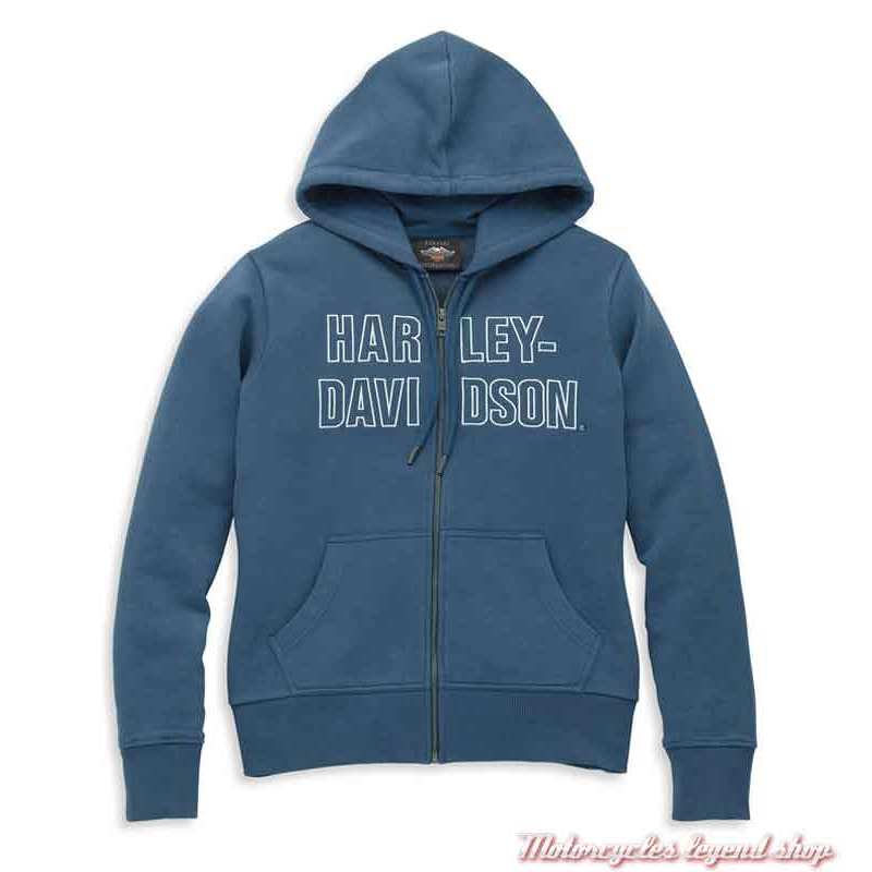 Sweatshirt Harley-Davidson femme bleu, zippé à capuche, 96085-22VW