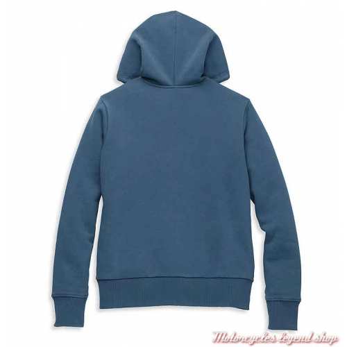 Sweatshirt Harley-Davidson femme bleu, zippé à capuche, dos, 96085-22VW