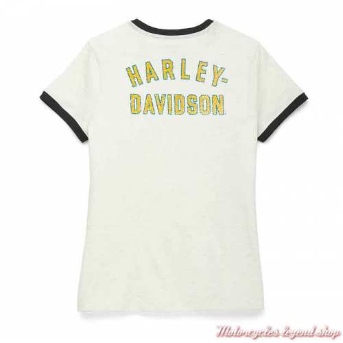 Tee-shirt Racer Harley-Davidson femme, écru, manches courtes, coton, dos, 96117-22VW