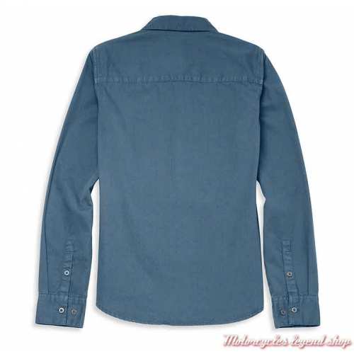 Chemise Racer Harley-Davidson femme, bleu, manches longues, coton, dos, 96120-22VW