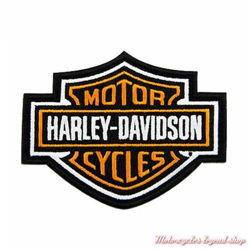 écusson patch brodé thermocollant harley davidson bar & shield noir , petit  modèle , NEUF - Équipement moto