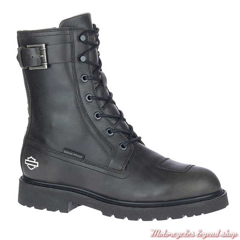 Chaussure Brosner à lacets Harley-Davidson homme, rangers cuir noir, waterproof, homologuées, D97170 