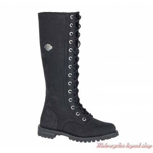 Bottes Lornell à lacets, zippées, cuir nubuck noir, Harley-Davidson femme, D84685