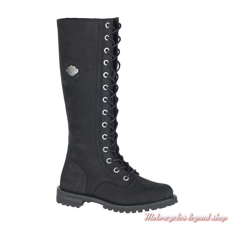 Bottes Lornell à lacets, zippées, cuir nubuck noir, Harley-Davidson femme, D84685