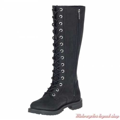 Bottes Lornell à lacets, zippées, cuir nubuck noir, Harley-Davidson femme, D84685-2