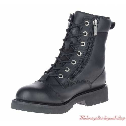 Chaussure Landry Harley-Davidson homme, lacets, 2 zips, cuir noir, homologués CE, D93706-2