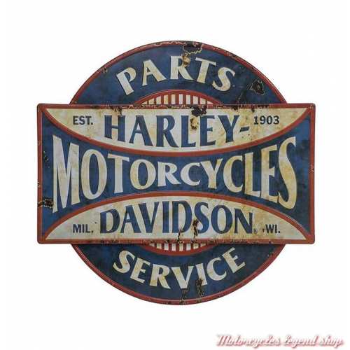 Plaque métal Parts & Service Harley-Davidson, vieillie rouillée, relief, HDL-15523