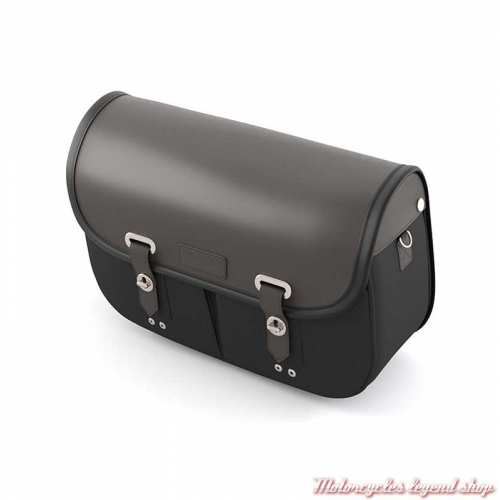 Sacoche latérale gauche Triumph, cuir et coton noir, A9518291 