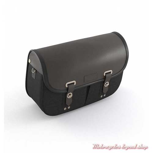 Sacoche latérale droite Triumph, cuir et coton noir, A9518290 