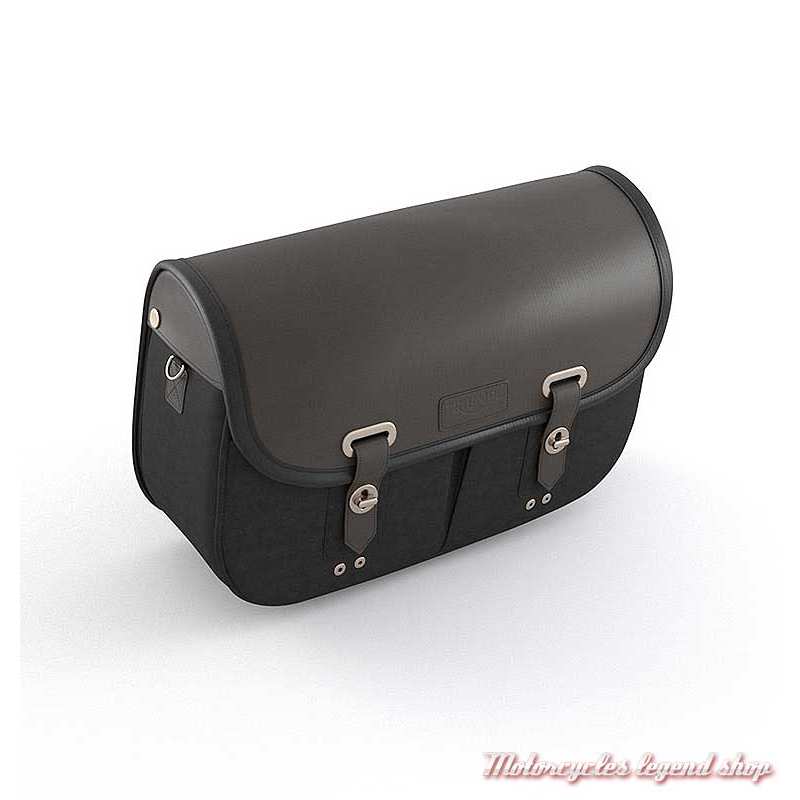 Sacoche latérale droite Triumph, cuir et coton noir, A9518290 