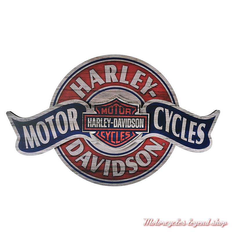 Panneau bois Harley-Davidson Motorcycles, superposé, vieilli, HDL-15324