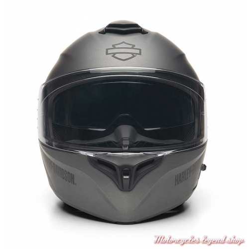 Casque modulable Outrush gris mat Harley-Davidson, système bluetooth Sena, face, 98101-22EX