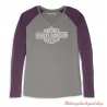 Tee-shirt Colorblock Purple Harley-Davidson femme, manches longues, violet, gris, coton, 96088-22VW