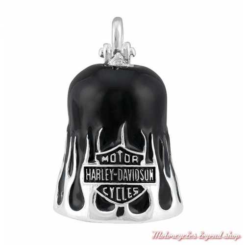 Clochette Flame Bar & Shield Harley-Davidson, argenté et noir, HRB109