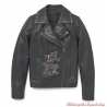 Perfecto Casual Roses Harley-Davidson femme, impressions vintage, cuir noir vieilli, clous, 97023-22VW