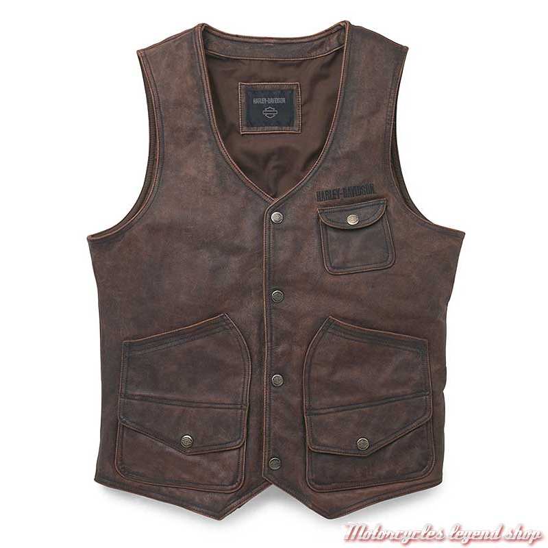 Gilet cuir marron Harley-Davidson homme - Motorcycles Legend shop