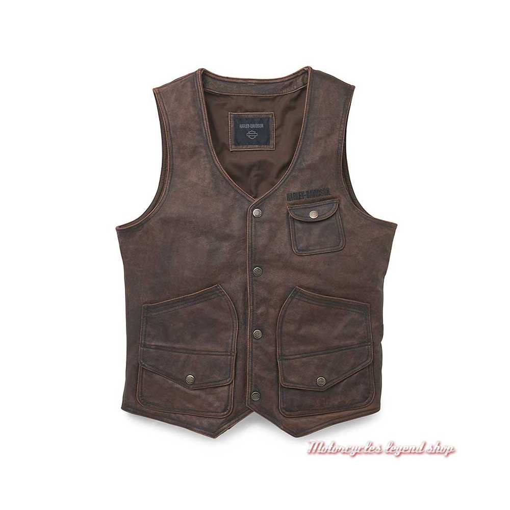 Gilet cuir marron Harley-Davidson homme - Motorcycles Legend shop