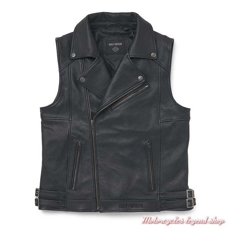 Gilet cuir Perfecto Harley-Davidson homme, noir, 97020-22VM