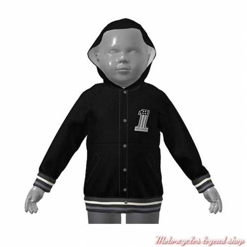 Sweatshirt teddy Varsity à capuche Harley-Davidson enfant mixte, noir, gris, 6070122, 6080122, 6090122