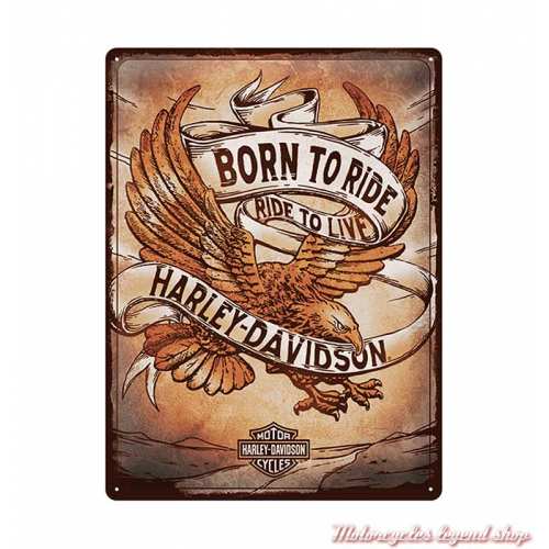 Plaque métal Born to Ride Eagle Harley-Davidson, vintage, 23317
