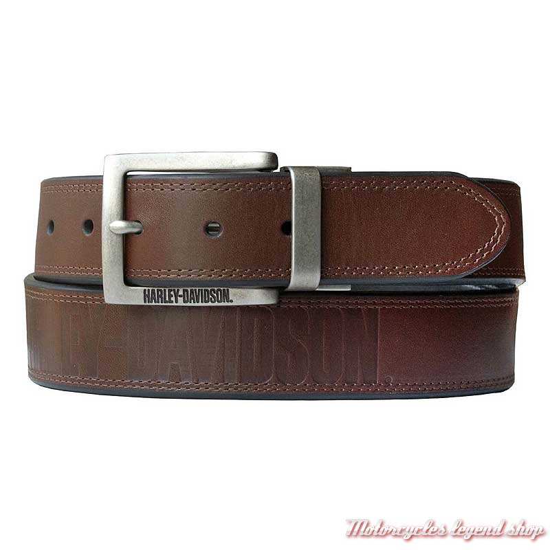 Ceinture cuir reversible Harley-Davidson homme, recto marron, HDMBT11767