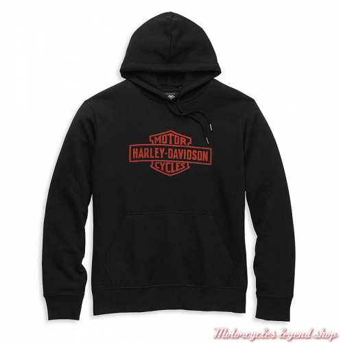 Sweatshirt Oil Can Bar & Shield Harley-Davidson homme, à capuche, noir, coton, polaire, 96132-22VM