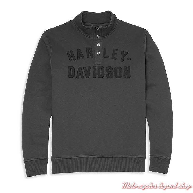 Sweatshirt Graphic Harley-Davidson homme, col 1/4, noir, coton, brodé, 96147-22VM