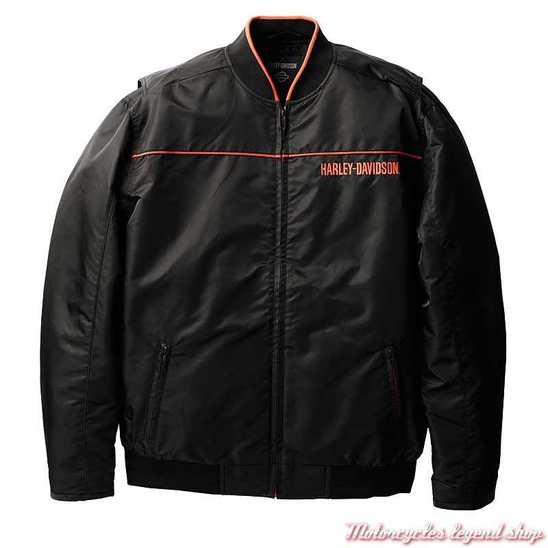 Blouson bomber textile Timeless Bar & Shield Harley-Davidson homme nylon, noir, orange, 98401-22VM