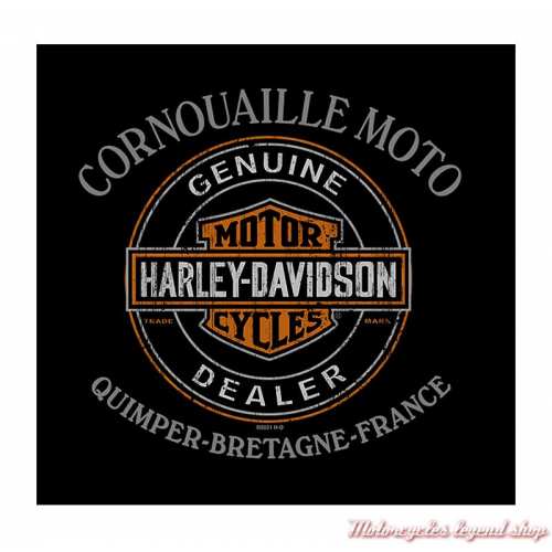 Tee-shirt War Name Harley-Davidson homme, kaki, manches courtes, backprint Cornouaille Moto Quimper Bretagne, R003465