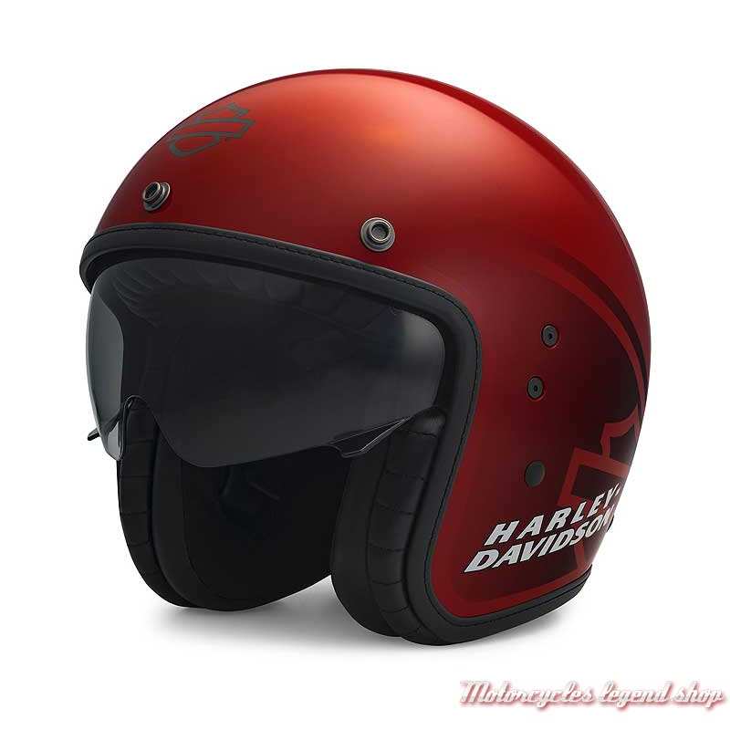 Casque Jet Metropolitan 3/4 Harley-Davidson, rouge brillant, écran solaire, 97203-22EX