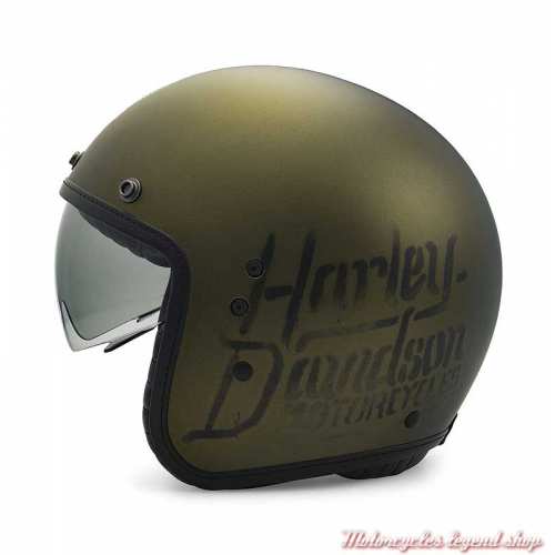 Casque Jet Surplus Harley-Davidson, kaki mat, écran solaire, côté, 97208-22EX