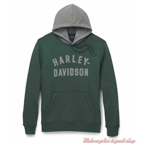 Sweatshirt Hallmark Staple Harley-Davidson homme, à capuche, vert et gris, coton, polyester, 96294-22VM