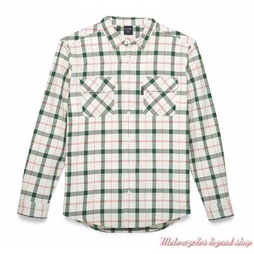 Chemise Staple Plaid Harley-Davidson homme, vert, blanc, manches longues, coton, 96385-22VM