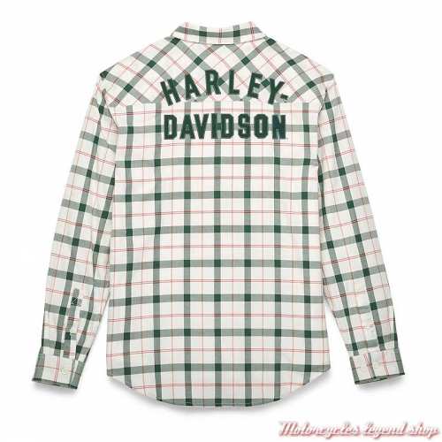 Chemise Staple Plaid Harley-Davidson homme, vert, blanc, manches longues, coton, dos, 96385-22VM