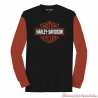 Tee-shirt Bar & Shield Harley-Davidson homme, noir, orange, manches longues, coton, 99067-22VM