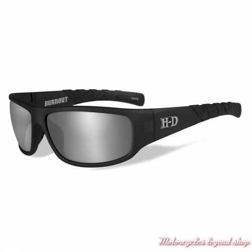 Lunettes solaire Burnout noir mat Harley-Davidson, verres gris silver flash, HABNT02 