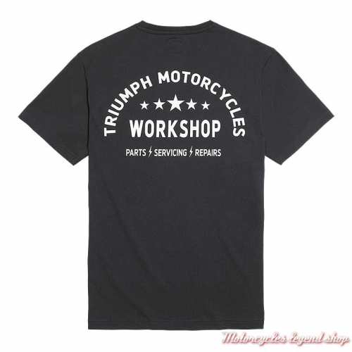 Tee-shirt Workshop Address Black homme Triumph, manches courtes, coton, dos, MTSS22022