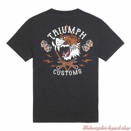 Tee-shirt Custom Black homme Triumph, manches courtes, coton, dos, MTSS22024