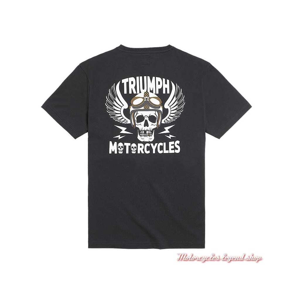 Tee-shirt Reckless Black homme Triumph, manches courtes, coton, dos, MTSS22017